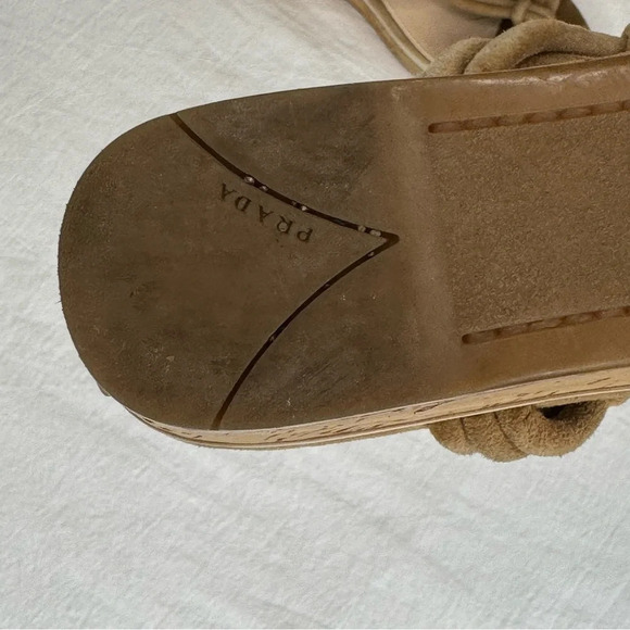 PRADA cork wedge tan suede sandals good condition designer platform size 5 - Picture 13 of 13